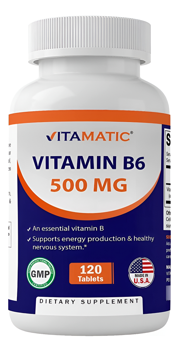 Vitamatic Vitamina B6 (piridoxina Hci), 500 Mg 120 Tabletas Veganas