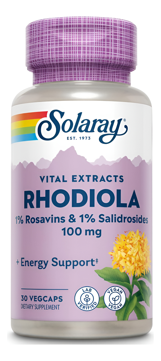 Solaray Extracto De Raíz De Rhodiola 100 Mg | Adaptógeno Herbario Para El Estrés Ocasional Y El Estado De Ánimo | 30 Un