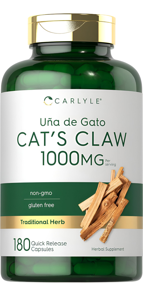 Carlyle Cápsulas De Garra De Gato 1000 Mg | 180 Unidades | Uncaria Tomentosa | Suplemento Sin Omg, Sin Gluten