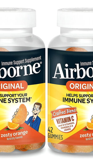 Airborne, Suplemento Original Para El Soporte Inmunológico, 42 gomitas De Naranja, 2