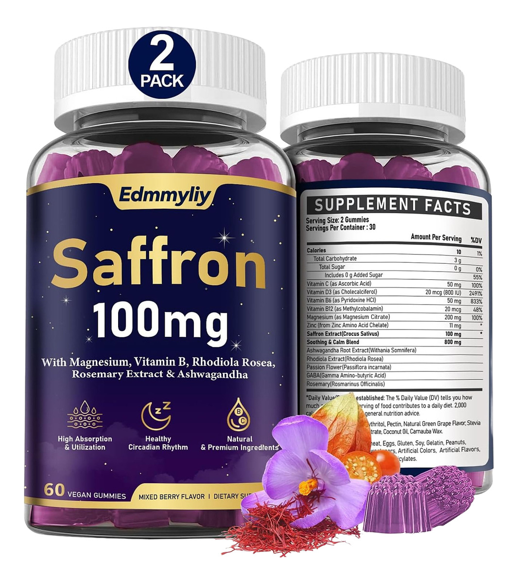 Suplemento De Extracto De Azafrán De 100 Mg - Potentes Suplementos De Azafrán Para Apoyar La Salud Ocular Y Cardíaca