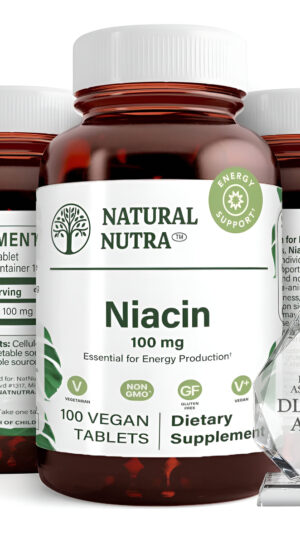 Natural Nutra Niacina Como Ácido Nicotínico (vitamina B3) Suplemento Para Energía 100 Mg, 100 Tabletas