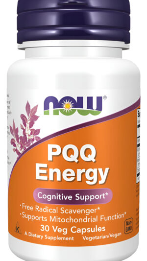 Now Suplementos, Energía Pqq, Eliminador De Radicales Libres*, Apoyo Cognitivo*, 30 Cápsulas Vegetales