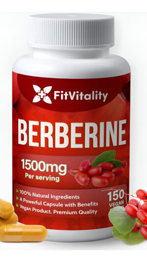 Suplemento De Berberina Premium, 1500 Mg De Berberina Por Porción, 150 Cápsulas, 100% Puro, Apoya La Función Del Sistem