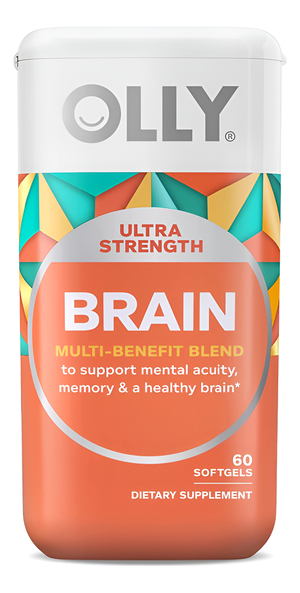 Olly 60 Cápsulas Blandas Cerebrales Ultra Fuertes, Nootrópicos, Omega-3, Vitaminas B6 Y B12,