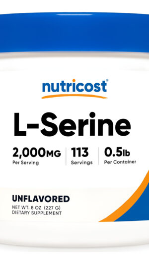Nutricost L-serine En Polvo, 113 Porciones (0.5 Libras) - 2,000 Mg Por Porción - Sin Omg, Sin Gluten