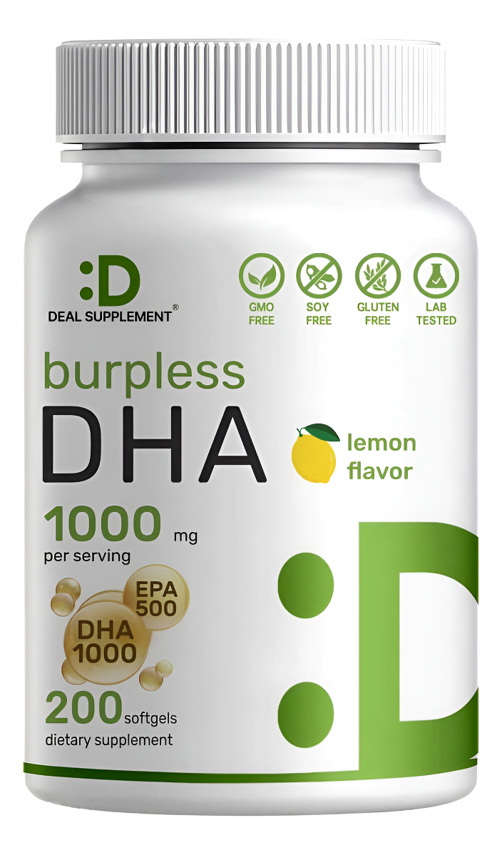 Deal Supplement Suplementos De Dha | 240 Cápsulas Blandas, Sin Eructos, Sabor A Limón, Dha 1000 Mg + Epa 500 Mg