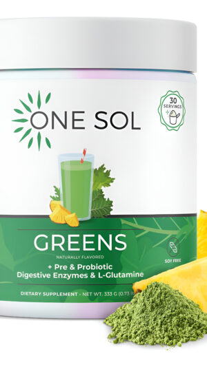 One Sol Greens, Super Greens Polvo Para Reducir La Hinchazón Y Mejorar La Salud Intestinal, Superfood Fresh Bloom Organ