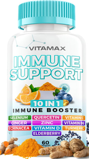 Refuerzo De Apoyo Del Sistema Inmunológico 10 En 1 Con Saúco, D3, Selenio, Quercetina, Zinc, Vitamina C, Jengibre, Curc