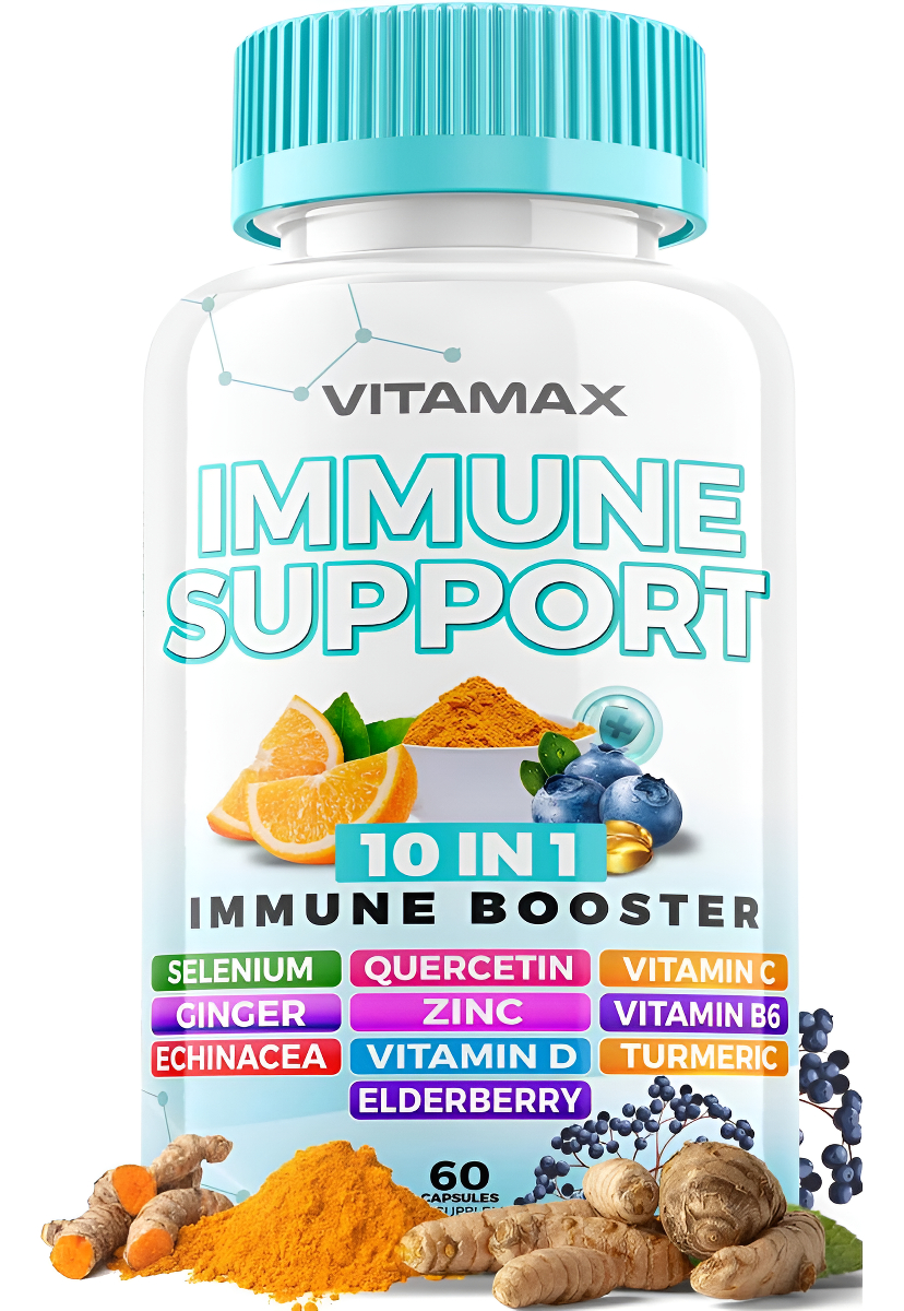 Refuerzo De Apoyo Del Sistema Inmunológico 10 En 1 Con Saúco, D3, Selenio, Quercetina, Zinc, Vitamina C, Jengibre, Curc