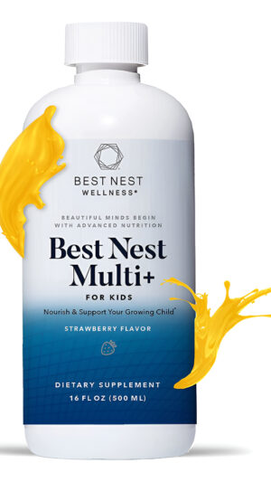 Best Nest Multi+ Para Niños, Sabor A Fresa, Multivitamínico Líquido, Metilfolato (ácido Fólico), Metilcobalamina