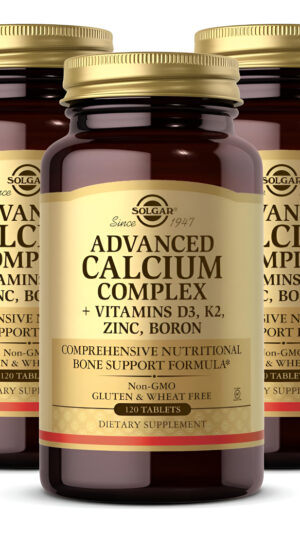 Solgar Advanced Calcium Complex  120 Tabletas, Paquete De 3  Con Zinc, Boro, Vitaminas D3 Y K2  Sin Omg, Sin Gluten,