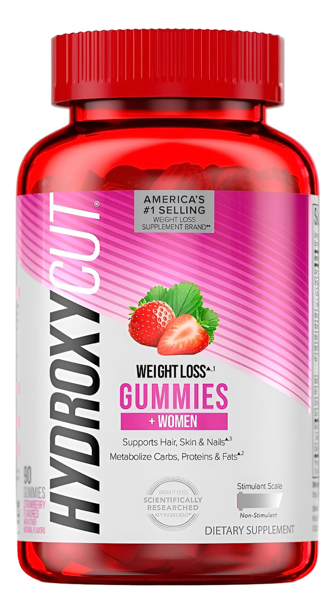 Hydroxycut Gomitas + Mujeres, Fresa - 99% Libre De Cafeína - Apoya El Cabello, La Piel Y Las Uñas - Metaboliza Carbohid