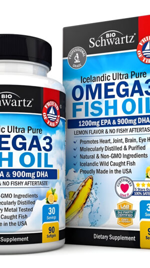 Bioschwartz Suplemento De Aceite De Pescado Omega 3 De Triple Fuerza, 2250 Mg De Ácidos Grasos Epa Dha, 90 Cápsulas