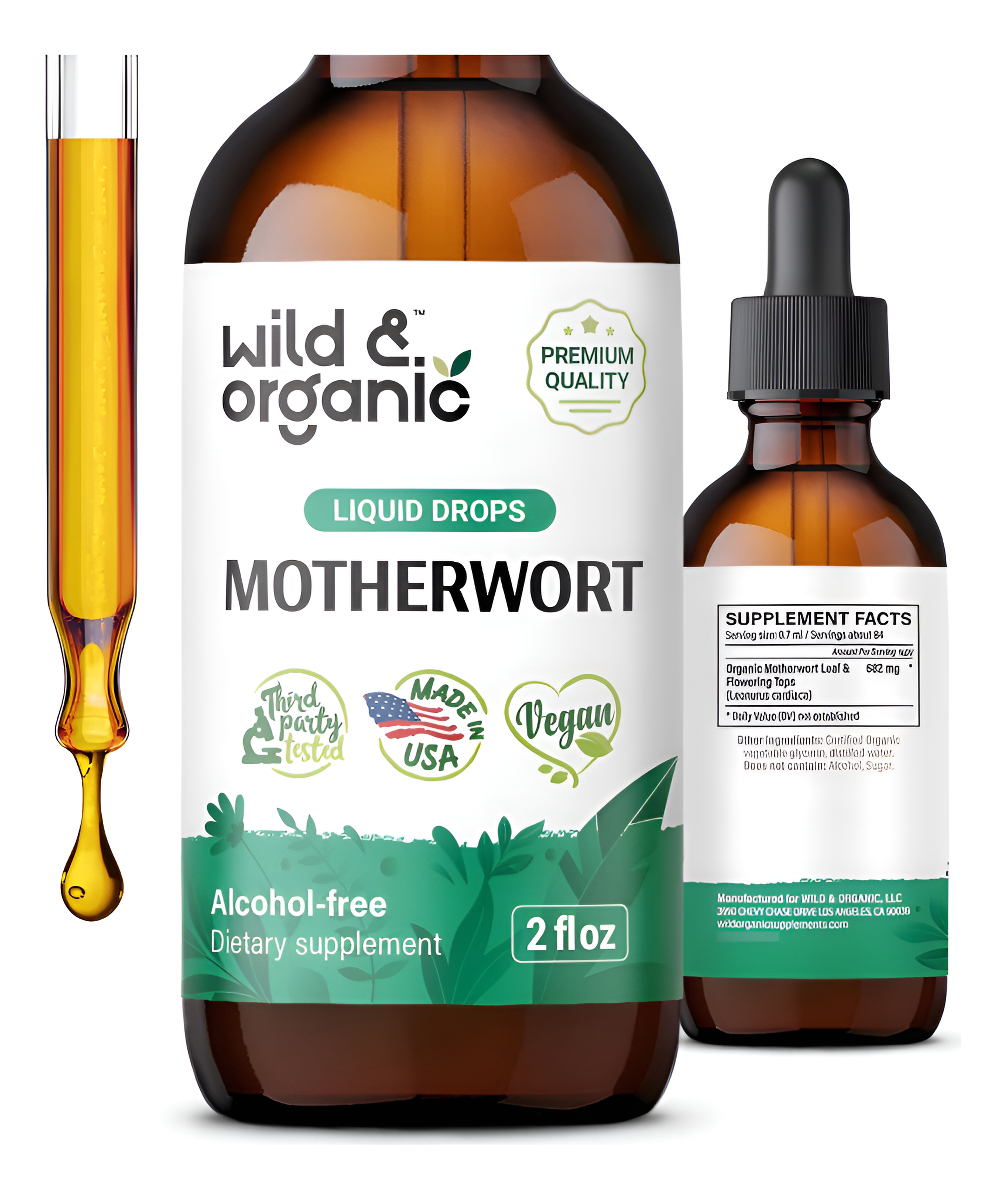 Motherwort Tintura - Extracto Líquido De Hierba Madre Orgánica - Vagan, Suplemento Sin Alcohol - Sin Azúcar - Fabricado