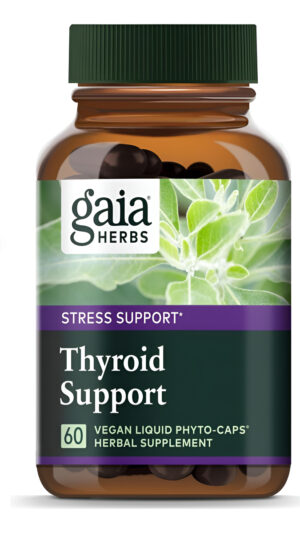 Gaia Herbs Thyroid Support Suplemento Para El Estrés Con Algas Kelp, Ashwagandha Y Schisandra, 60 Cápsulas