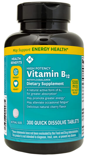 Member Mark Vitamina B12 Metilcobalamina, Suplemento Dietético 300 Tabletas De Disolución Rápida