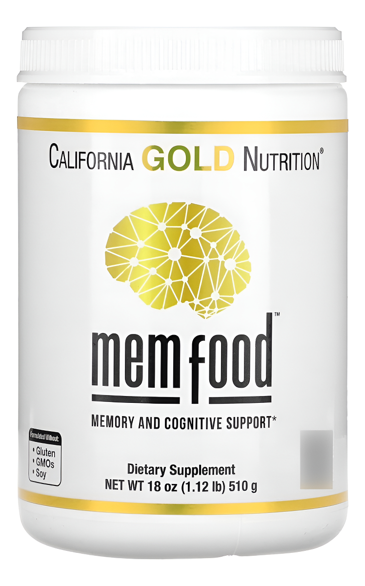 California Gold Nutrition Mem Alimentos, Soporte Cognitivo Y Memoria, 1.12 Lb (510 G)