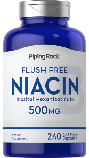 Piping Rock Niacina 500mg | Sin Enjuague | 240 Cápsulas | Suplemento De Vitamina B3 | Sin Omg, Sin Gluten