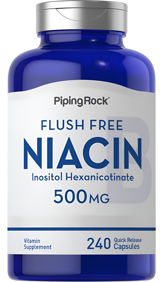 Piping Rock Niacina 500mg | Sin Enjuague | 240 Cápsulas | Suplemento De Vitamina B3 | Sin Omg, Sin Gluten
