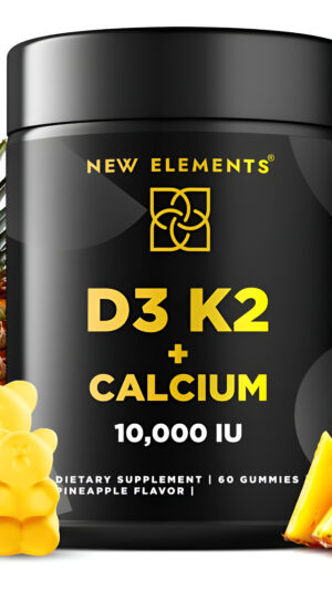 New Elements Gomitas De Vitamina D3 K2 De 10000 Ui Con Calcio 100 Mg - Vit D3 Para Adultos