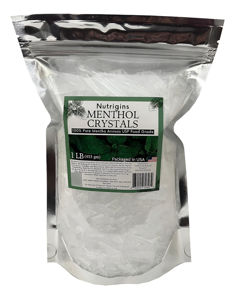 Cristal De Mentol De 1 Libra, Orgánico Puro 100% Natural, Cristales De Mentol De Menta Y Mentas De Cristal De Menta, Me