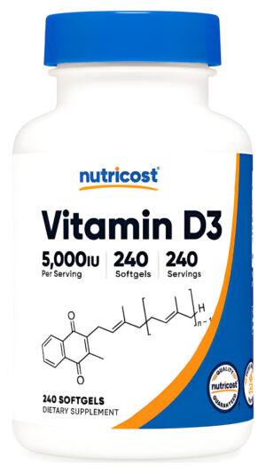 Nutricost Vitamina D3 5,000 Ui, 240 Cápsulas Blandas, Vitamina D Sin Omg Y Sin Gluten