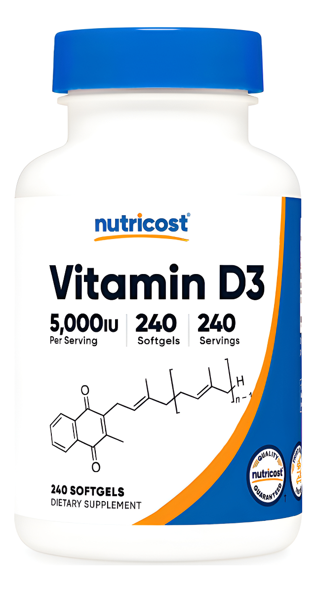 Nutricost Vitamina D3 5,000 Ui, 240 Cápsulas Blandas, Vitamina D Sin Omg Y Sin Gluten