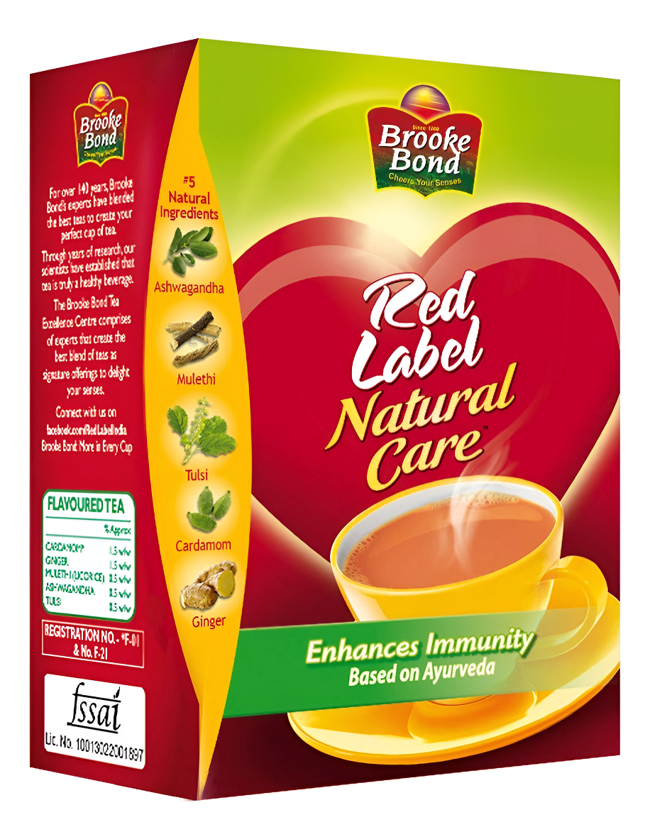Paquete De 2 Brooke Bond Red Label Natural Care Con 5 Ingredientes Ayurvédicos Para Aumentar La Inmunidad (2 X 250 Gm)