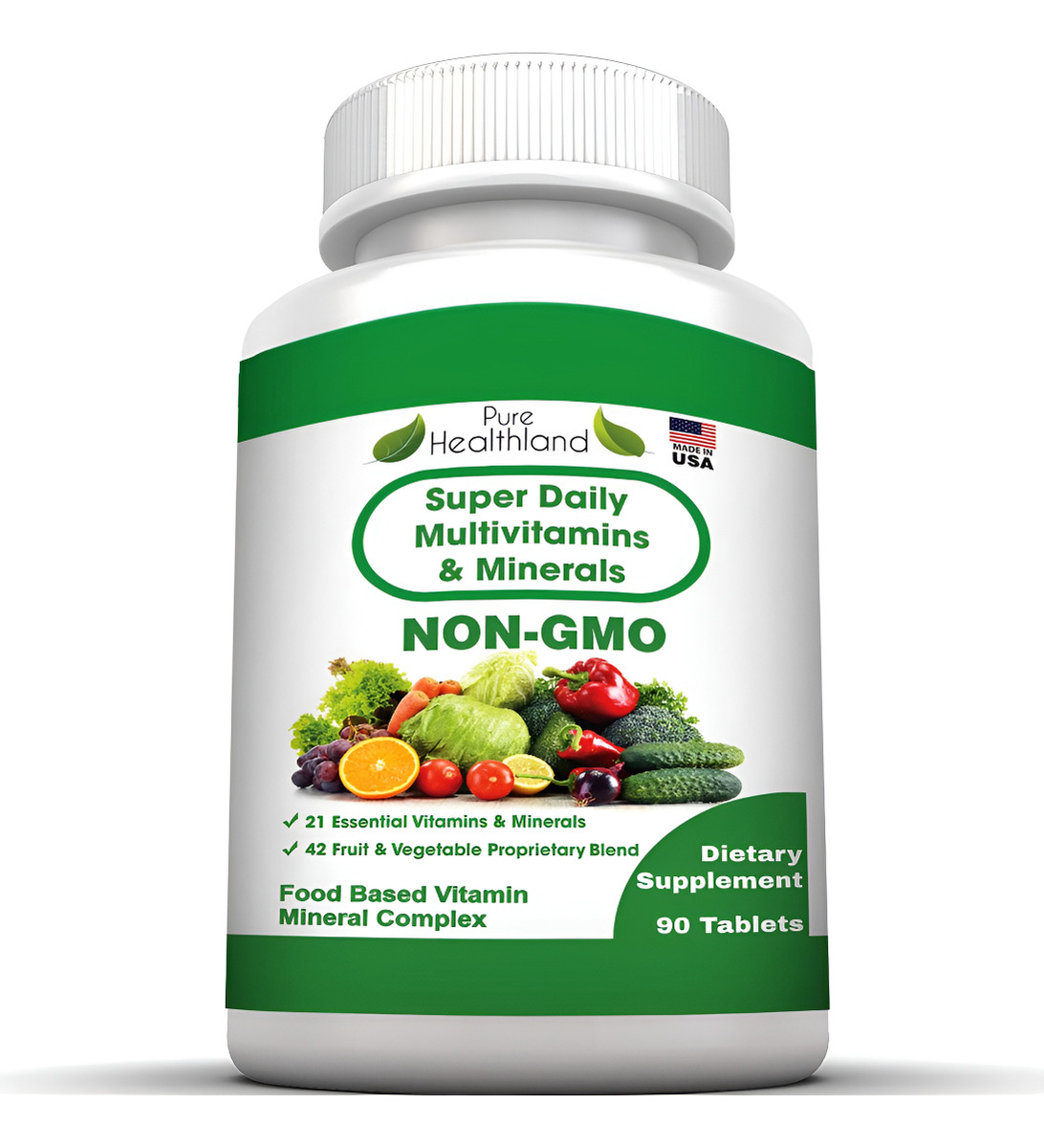 Non Gmo Super Daily Multivitamin Supplement Tablets Best For Adult Men Women Seniors With 42 Natural Fruits Vegetables