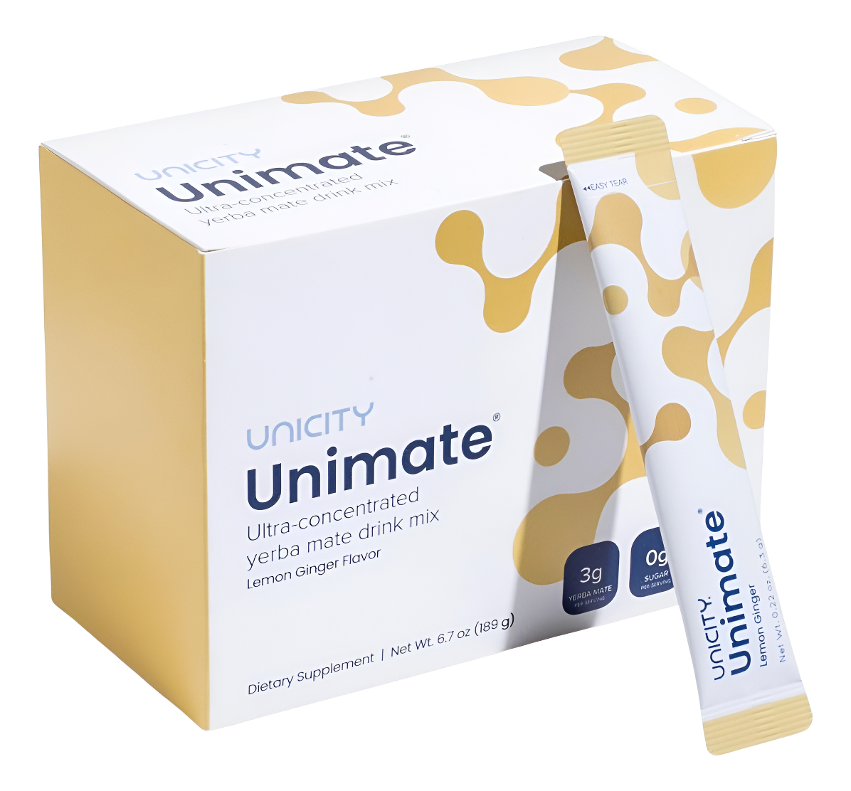Unicity Paquetes De Palitos De Jengibre Y Limón Unimate, Gran Sabor, Mezcla De Bebida Ultra Concentrada De Yerba Mate (