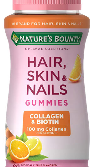 Nature's Bounty 80 Gomitas Vitamínicas Para Cabello, Piel Y Uñas Con Biotina Y Colágeno, 2500 Mcg