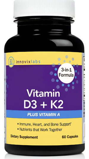 Innovixlabs Vitamina D3 K2-5000 Ui Vitamina D3 Plus 600 Mcg Vitamina K2 Mk4 Y Mk7, 60 Cápsulas Blandas