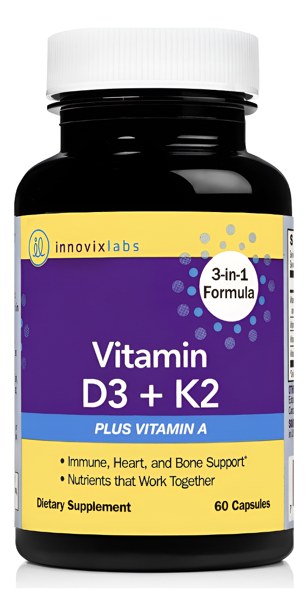 Innovixlabs Vitamina D3 K2-5000 Ui Vitamina D3 Plus 600 Mcg Vitamina K2 Mk4 Y Mk7, 60 Cápsulas Blandas