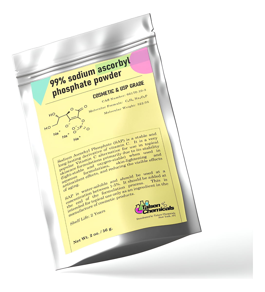 Talsen Chemicals Polvo De Savia De Fosfato De Ascorbilo De Sodio Para El Cuidado De La Piel 28 Gr