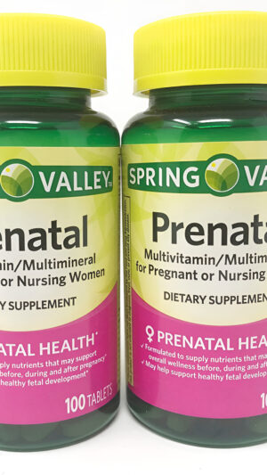 Spring Valley - Prenatal, Multivitamínico, Multimineral, 100 Tabletas, Pack De 2
