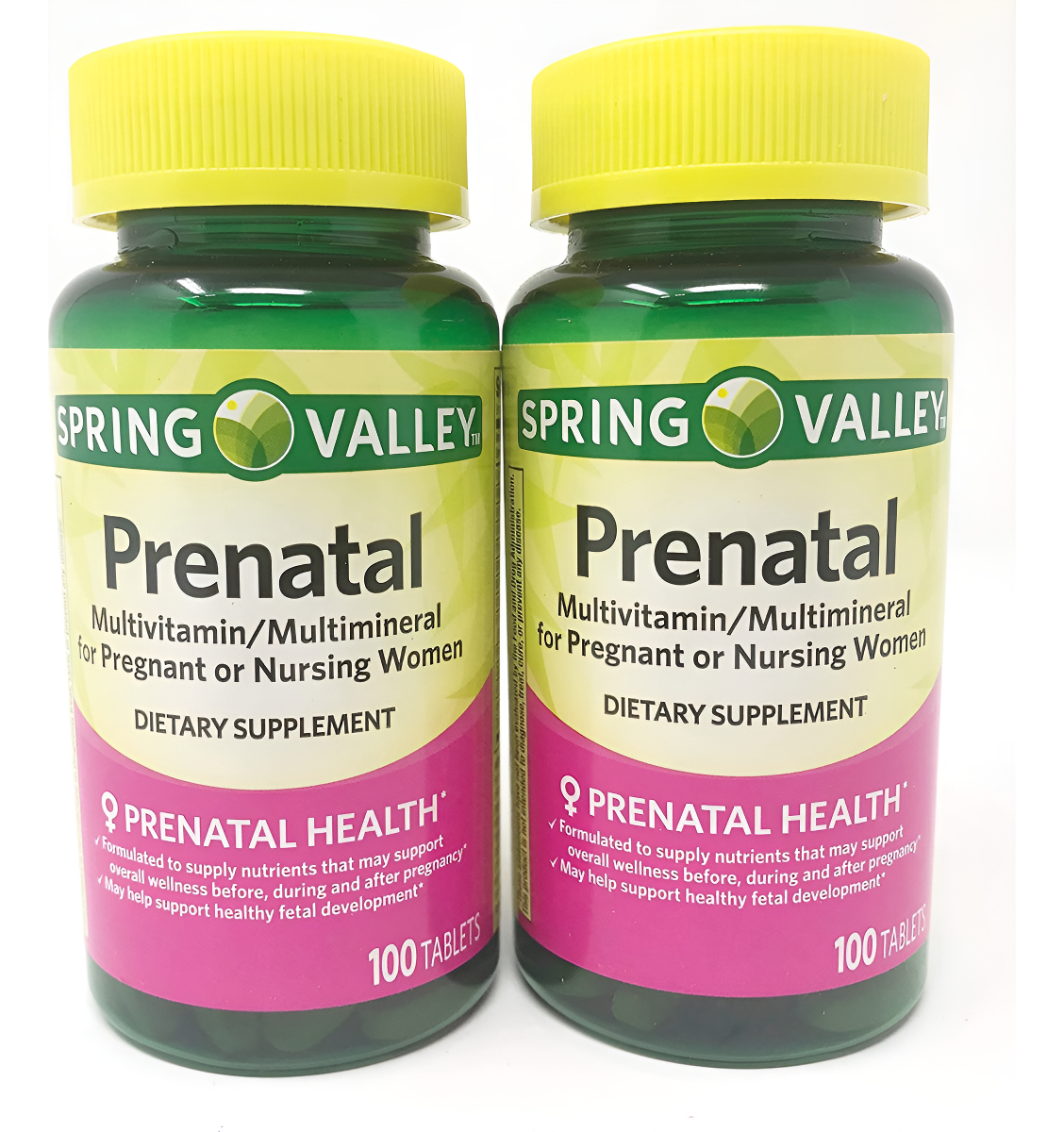 Spring Valley - Prenatal, Multivitamínico, Multimineral, 100 Tabletas, Pack De 2