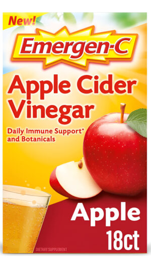 Emergen-c Mezcla Para Bebida Efervescente Con Vitamina C De Vinagre De Sidra De Manzana, 18 Sobres