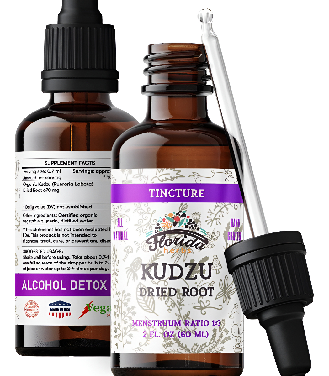Florida Herbs Suplemento Orgánico De Raíz De Kudzu, Extracto De Raíz Seca, Menstruum Ratio 1:3, 60 Ml