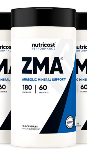 Nutricost Zma, Apoyo Anabólico Mineral, 180 Cápsulas, Paquete De 3