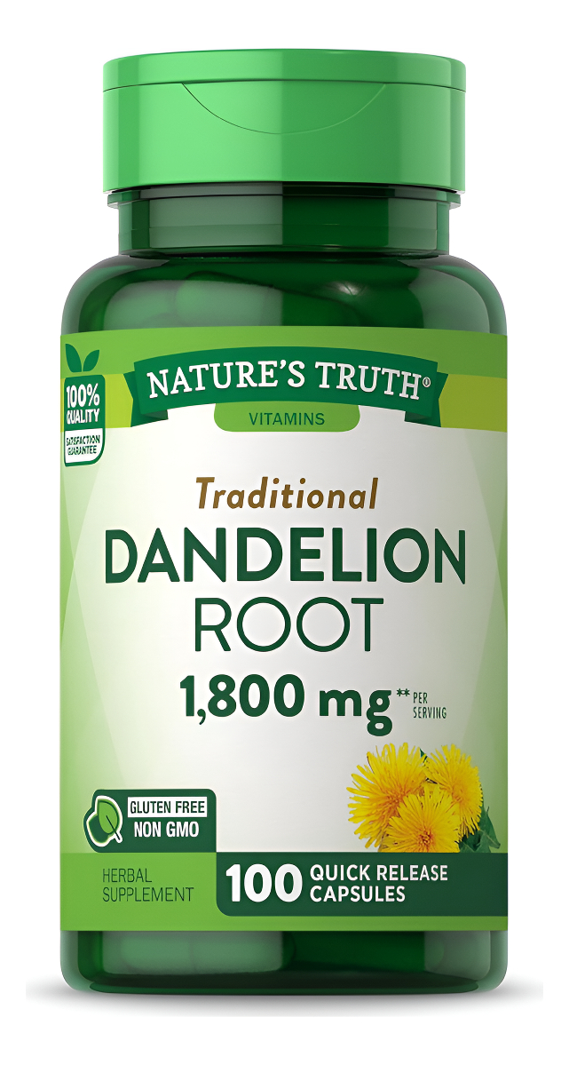 Nature's Truth Raíz De Diente De León 1800 Mg | 100 Cápsulas | Extracto Sin Omg Y Sin Gluten