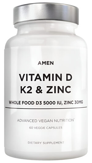 Amen Vitamina D, K2 Y Zinc, Colecalciferol D3 5000 Ui 60 Cápsulas Veganas