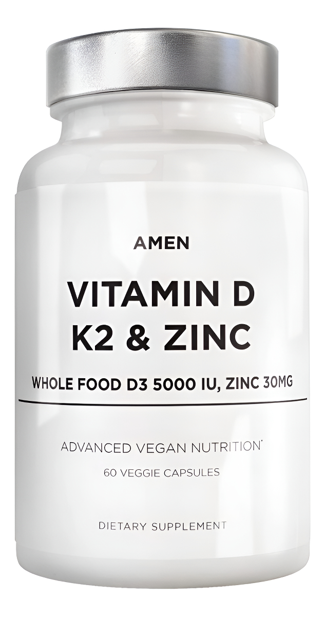 Amen Vitamina D, K2 Y Zinc, Colecalciferol D3 5000 Ui 60 Cápsulas Veganas