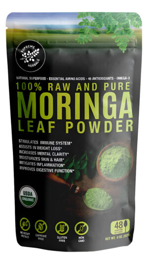 Polvo De Hoja De Moringa 100% Cruda Y Pura. Hoja De Moringa Certificada Orgánica. Superalimento Natural Con Aminoácidos