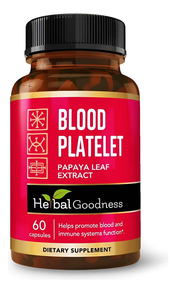 Herbal Goodness Cápsulas De Plaquetas De Sangre De Hoja De Papaya - 60/600 Mg 20 Veces De Fuerza - Plaquetas De Sangre,