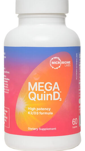 Microbiome Labs Megaquin D3 - Suplemento De Vitamina D3 K2 De Alta Potencia, 60 Cápsulas