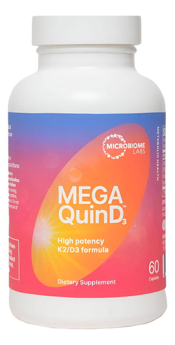 Microbiome Labs Megaquin D3 - Suplemento De Vitamina D3 K2 De Alta Potencia, 60 Cápsulas