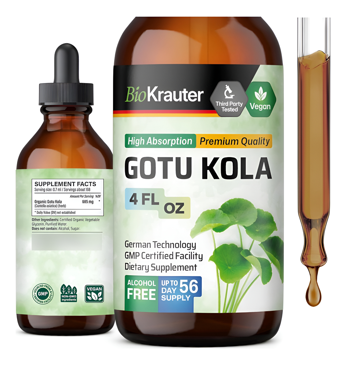 Gotu Kola Tintura - Centella Asiática Orgánica - Promueve La Concentración Y La Memoria De Apoyo - Sin Alcohol Y Azúcar