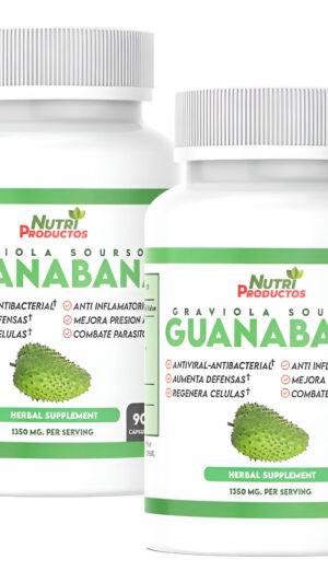 Nutrisalud Products 90 Cápsulas De Guanabana Extra Potente 1350 Mg Por Porción. Paquete De 2