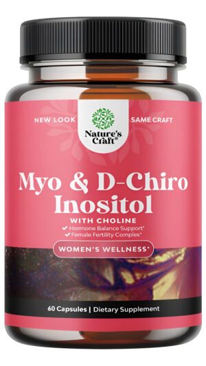 Natures Craft 60 Cápsulas De Myo-inositol Y D-chiro Inositol, Suplemento Con Colina Para Apoyo De Ciclo Y Fertilidad